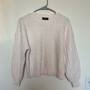 Tahari Thick Cable Knit Cream Sweater